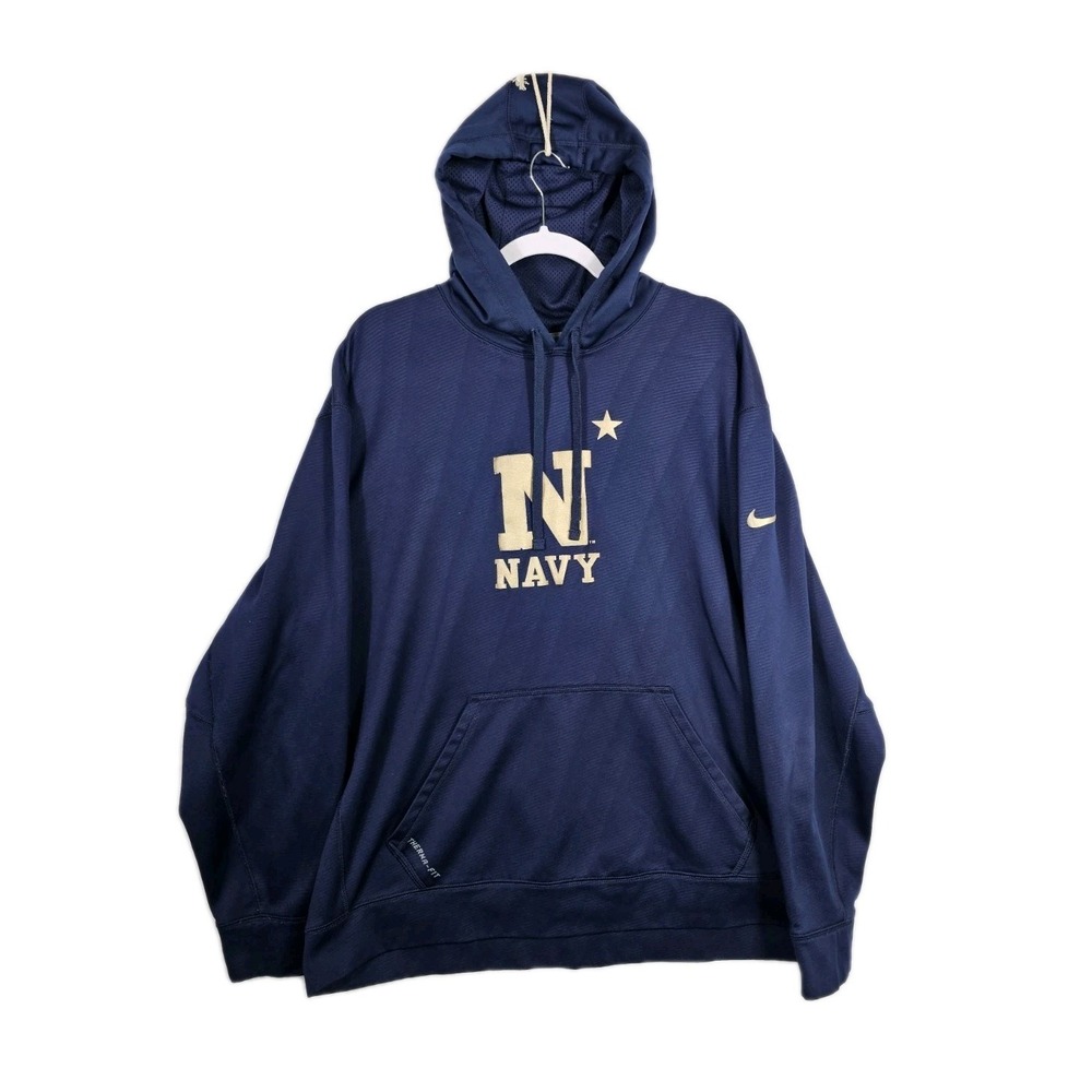 Nike US Navy Hoodie Therma Fit Sweatshirt Blue Men Size 2XL‎